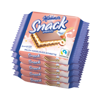 Manner Snack Minis Milch-Haselnuss, 5 x 25 g Packung, 125 Gramm